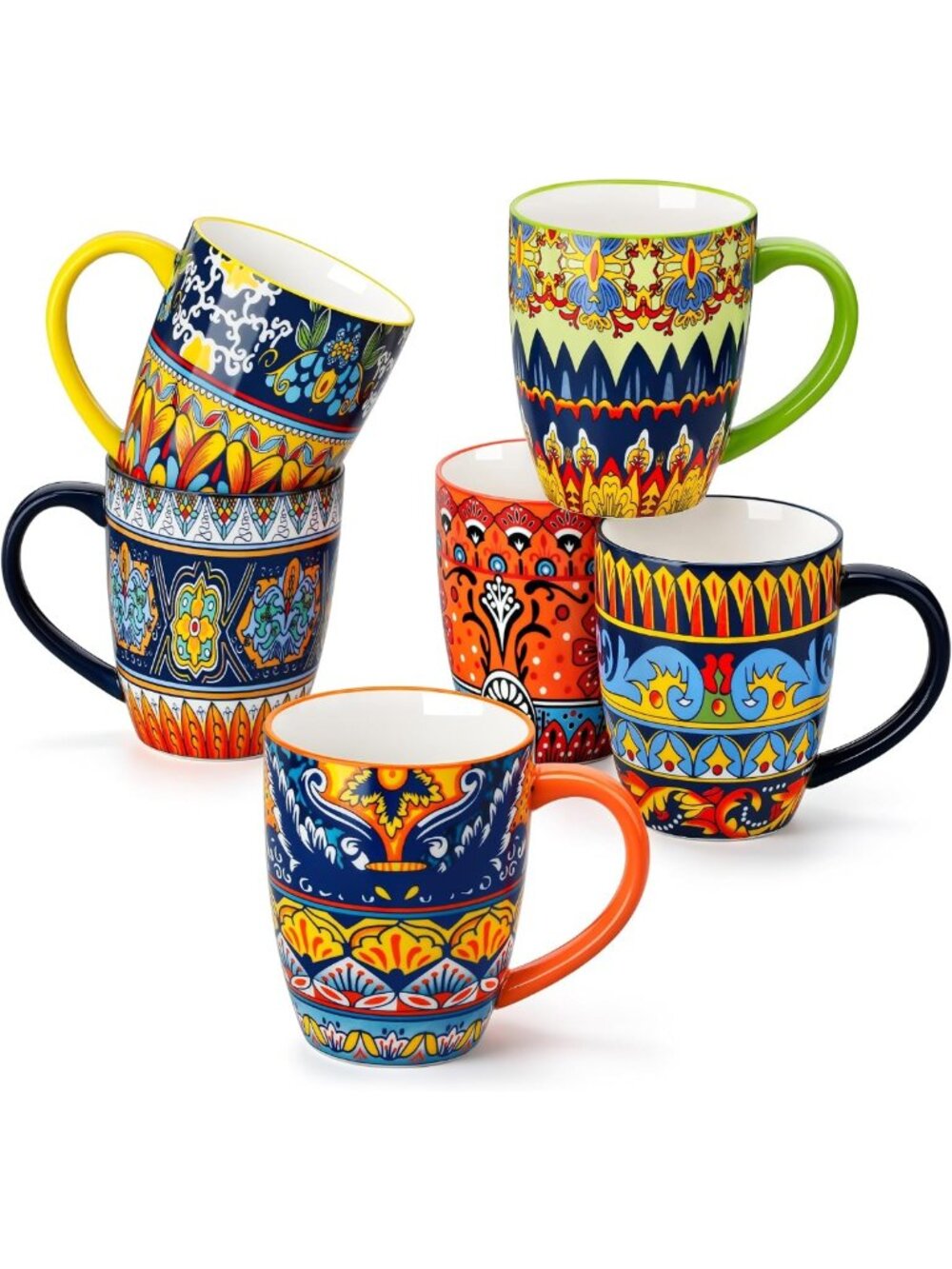 Set of 6 Ceramic Coffee Mugs, 16 oz - Stylish & Durable Drinkware for Home